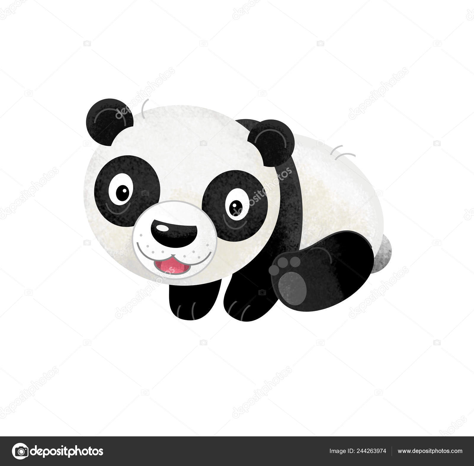 Cartoon Scene Panda Bear White Background Illustration Children — Stock