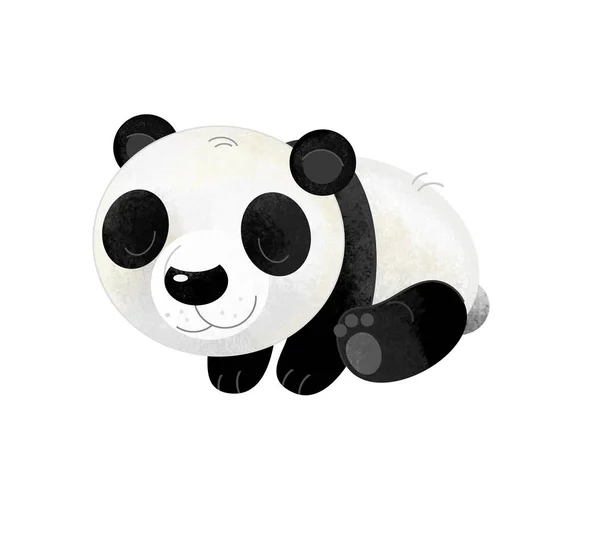 Cartoon Scen Med Panda Bear Vit Bakgrund Illustration För Barn — Stockfoto