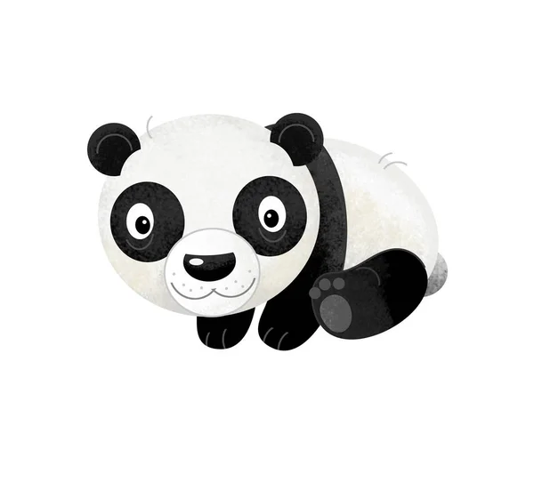 Escena Dibujos Animados Con Oso Panda Sobre Fondo Blanco Ilustración — Foto de Stock