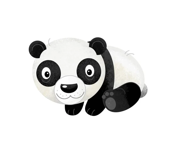 Cartoon Scen Med Panda Bear Vit Bakgrund Illustration För Barn — Stockfoto