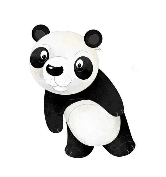 Escena Dibujos Animados Con Oso Panda Sobre Fondo Blanco Ilustración —  Fotos de Stock