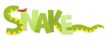 hayvan - çocuklar için illüstrasyon işareti adı ile yılan beyaz arka plan üzerinde çizgi film sahne ile ayarla