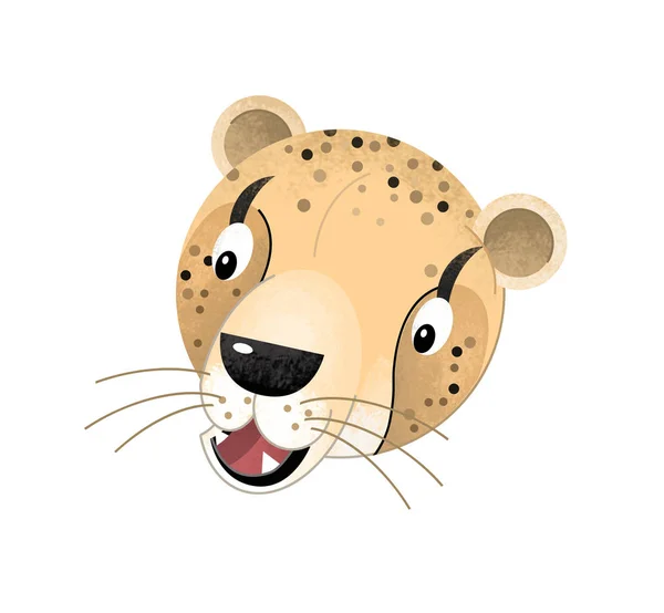 cartoon scene with cheetah body part on white background - illustration for children