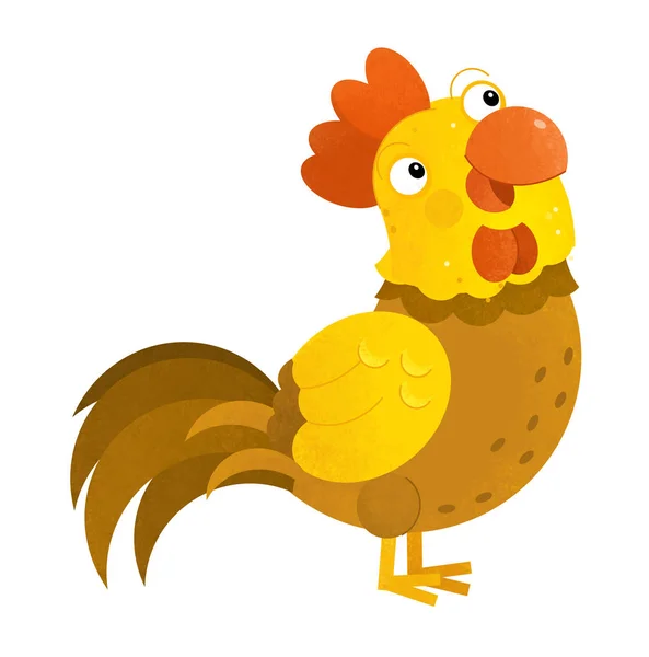 Cartoon scene with rooster on white background - illustration fo — Stock Photo, Image