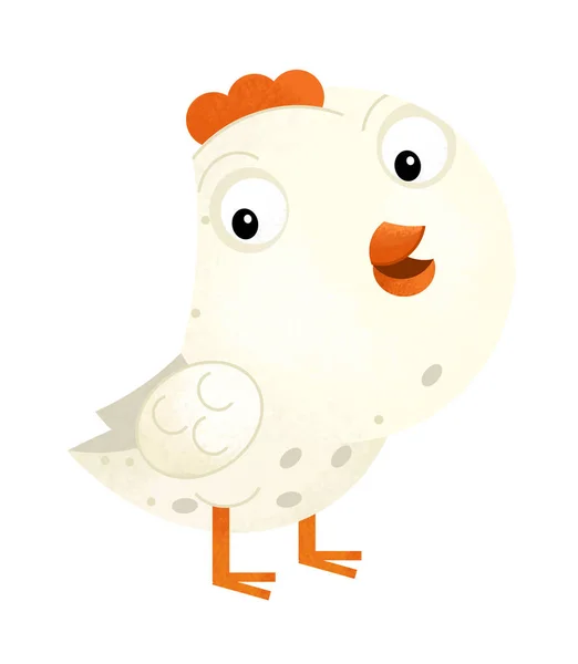 Cena dos desenhos animados com frango no fundo branco - ilustração para crianças — Fotografia de Stock