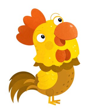 horoz beyaz arka planda - illüstrasyon çocuklar için çizgi film sahne