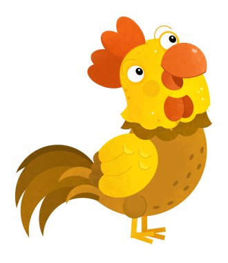 horoz beyaz arka planda - illüstrasyon çocuklar için çizgi film sahne