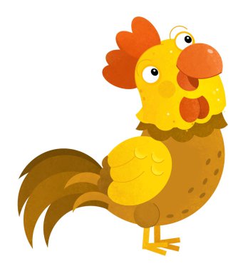 horoz beyaz arka planda - illüstrasyon çocuklar için çizgi film sahne