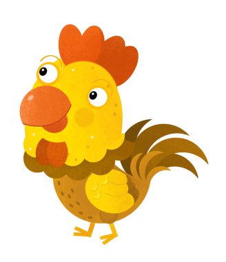 horoz beyaz arka planda - illüstrasyon çocuklar için çizgi film sahne