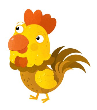 horoz beyaz arka planda - illüstrasyon çocuklar için çizgi film sahne