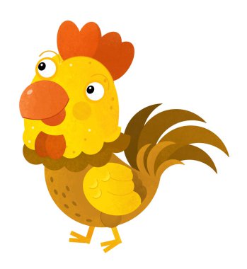 horoz beyaz arka planda - illüstrasyon çocuklar için çizgi film sahne