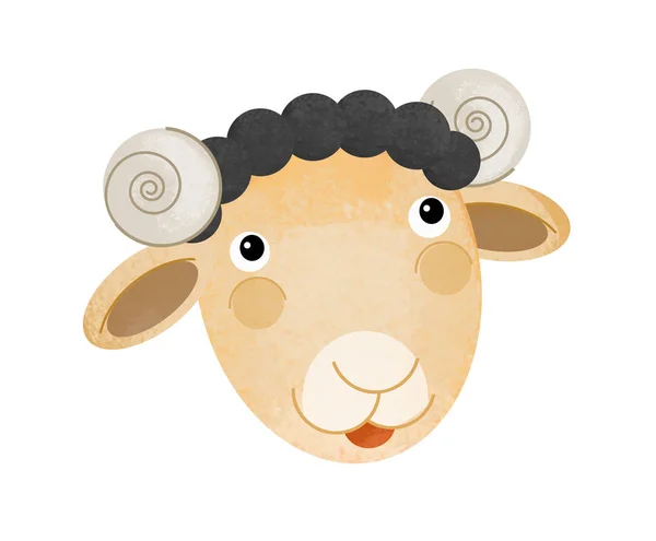 Cartoon scene with farm sheep body part on white background - illustration for children — Stock Photo, Image