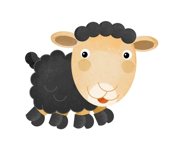 Kreskówka scena z gospodarstwa owiec na białym tle - ilustracja dla dzieci — Zdjęcie stockowe