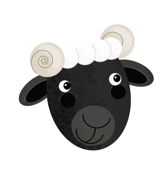 Escena de dibujos animados con cuerpo de oveja de granja parte sobre fondo blanco - ilustración para niños —  Fotos de Stock