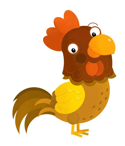 Cartoon scene with rooster on white background - illustration fo — Stock Photo, Image