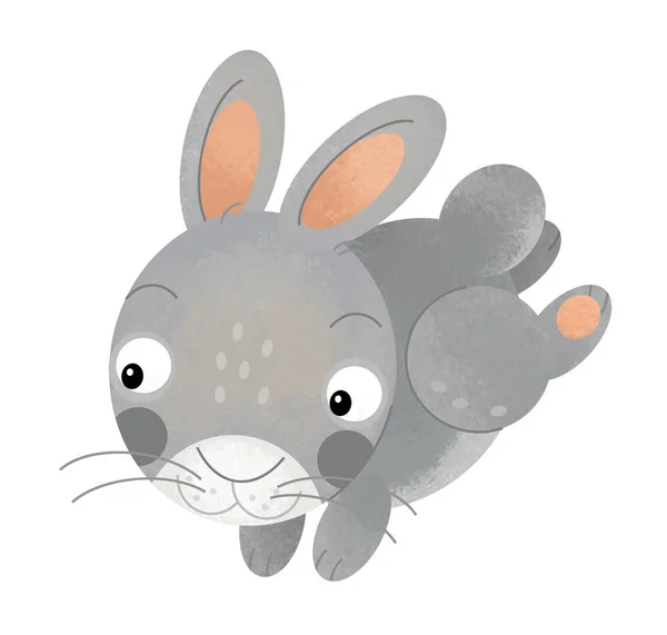 Cena dos desenhos animados com coelho no fundo branco - ilustração para crianças — Fotografia de Stock