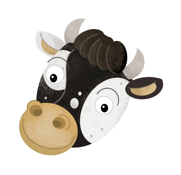 Scène de dessin animé avec partie du corps de vache sur fond blanc - illustration pour enfants — Photo