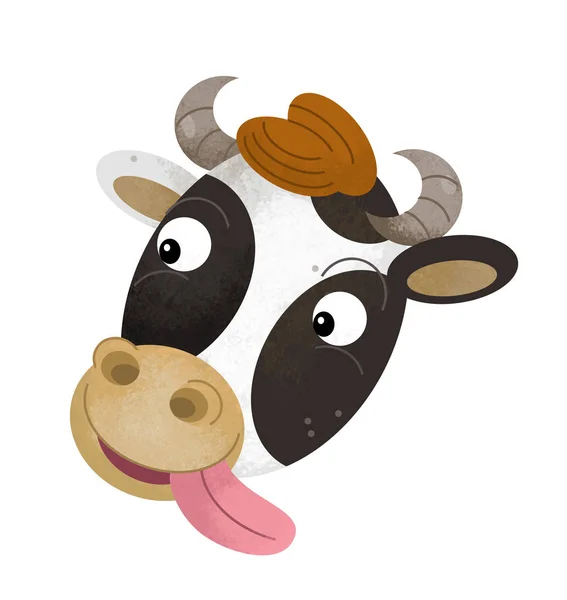 Cartoon scene with cow body part on white background - illustration for children — Stock Photo, Image