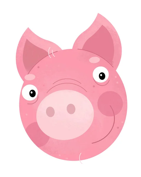 Scena dei cartoni animati con parte del corpo di maiale su sfondo bianco - illustrazione per bambini — Foto Stock