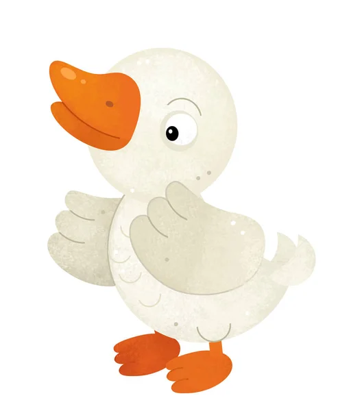 Kreslený scény s kachna na bílém pozadí - ilustrace pro děti — Stock fotografie