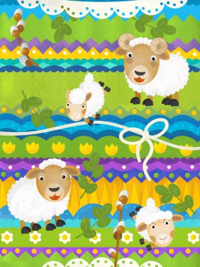 tavuk ve yumurta ile paskalya sahnesi ile karikatür sahnesi