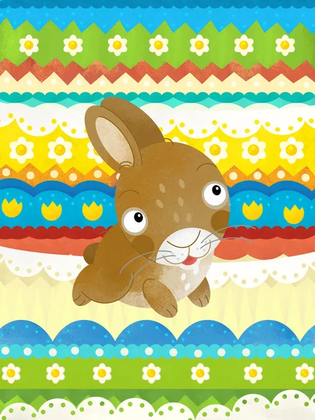 cartoon scene with easter rabbit - happy easter card - illustration for children