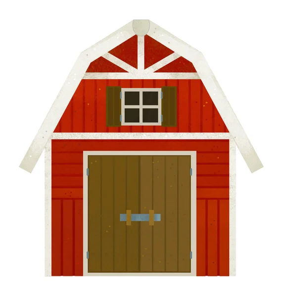 Cartoon scene with wooden farm ranch house on white background - illustration for children — Stock Photo, Image