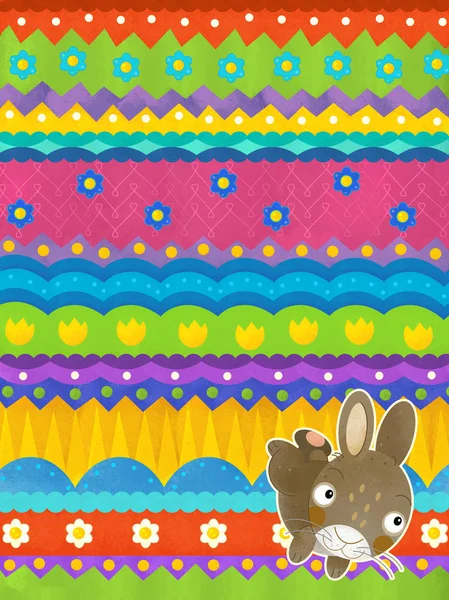 Escena de dibujos animados con conejo de Pascua - tarjeta de Pascua feliz — Foto de Stock