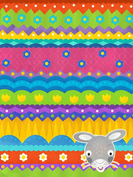 Escena de dibujos animados con conejo de Pascua - tarjeta de Pascua feliz — Foto de Stock
