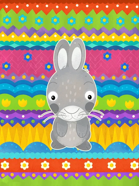 cartoon scene with easter rabbit - happy easter card