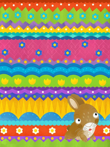 Scena del cartone animato con coniglio pasquale - carta pasquale felice — Foto Stock