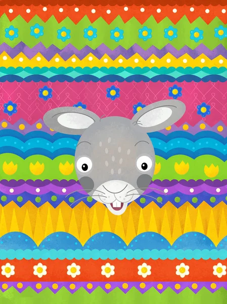 Cartoon scene with easter rabbit - happy easter card — Stock Photo, Image