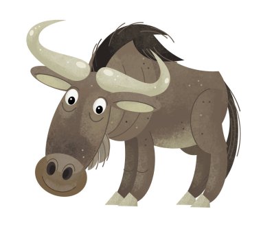 beyaz arka plan üzerinde gnu ile karikatür sahnesi - çocuklar için illüstrasyon