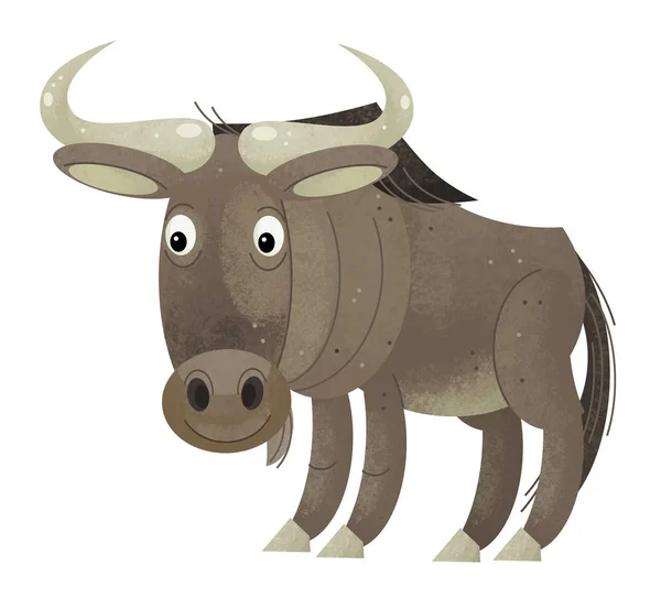 Cartoon scène met GNU op witte achtergrond-illustratie voor kinderen — Stockfoto