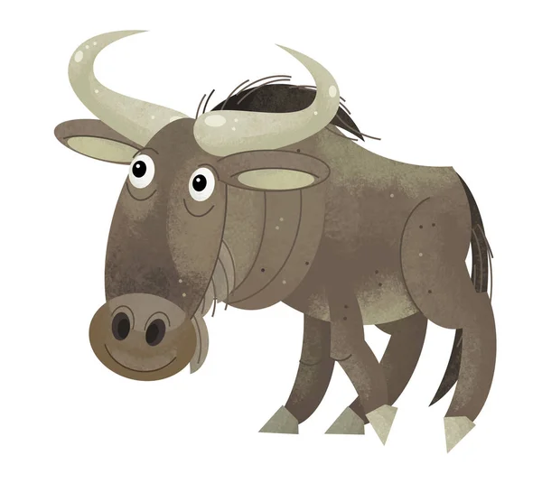 Scena kreskówki z GNU na białym tle-ilustracja dla dzieci — Zdjęcie stockowe
