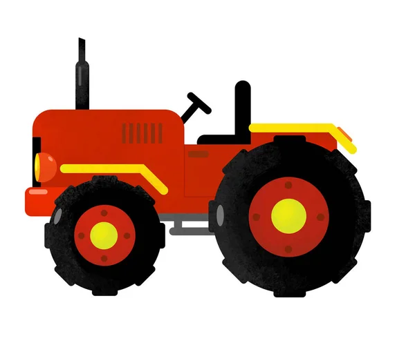 Cartoon isolated farm vehicle on white background - tractor - illustration for children — Stock Photo, Image