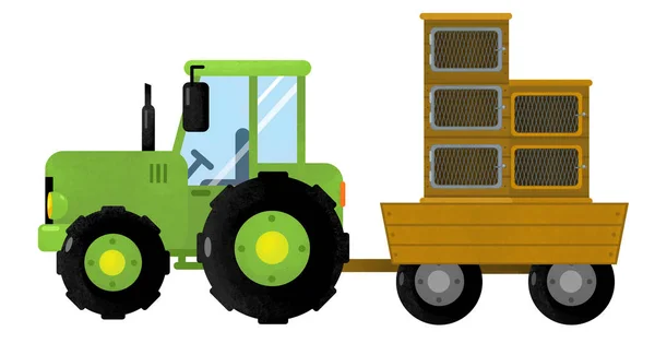 Dessin animé isolé véhicule de ferme sur fond blanc tracteur illustration pour les enfants — Photo