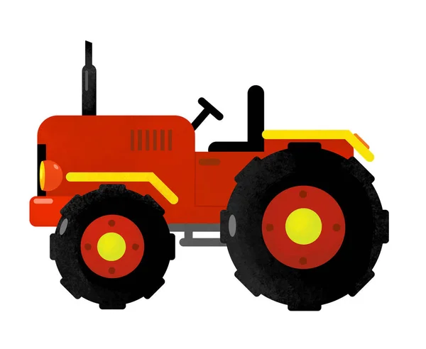 Karikatur isoliertes landwirtschaftliches Fahrzeug auf weißem Hintergrund - Traktor - Illustration für Kinder — Stockfoto