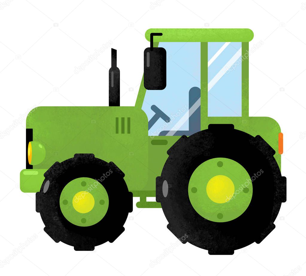 cartoon isolated farm vehicle on white background - tractor - illustration for children