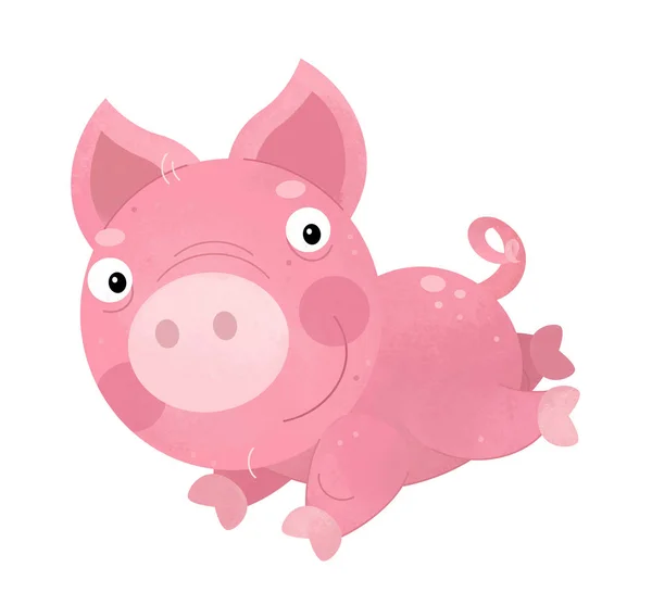 Cartoon scen med gris på vit bakgrund - illustration för barn — Stockfoto