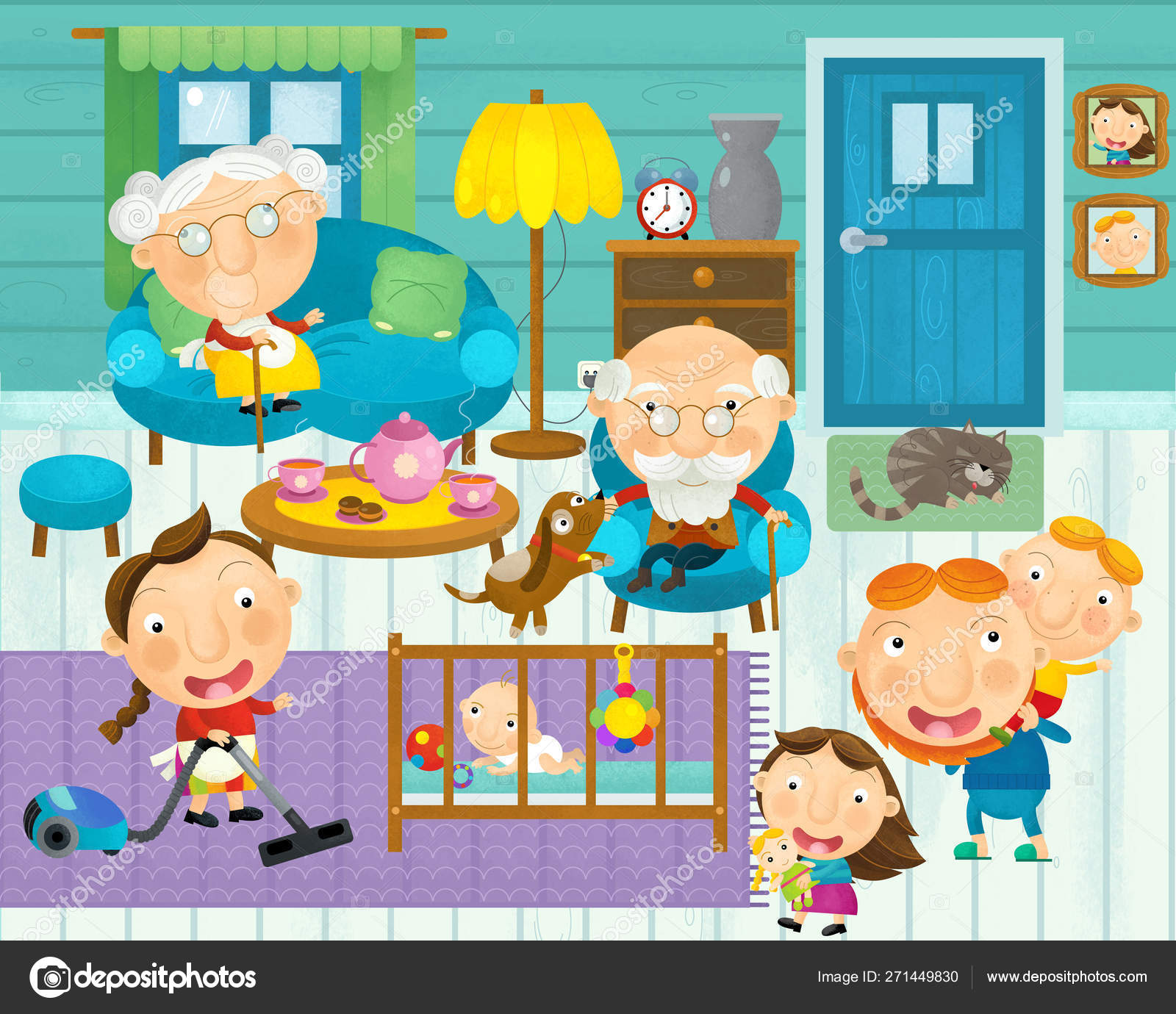 Cartoon Scene Happy Family Living Room Illustration Children Stock Photo by ©agaes8080 271449830 Cartoon Scene Happy Family Living Room Illustration Children Stock Photo by ©agaes8080 271449830