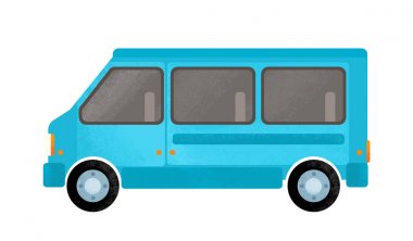 beyaz arka plan üzerinde günlük araba ile karikatür sahnesi - çocuklar için illüstrasyon