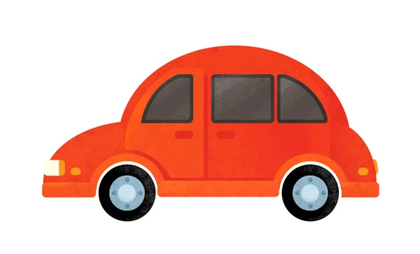 Scène de dessin animé avec voiture de tous les jours sur fond blanc - illustration pour enfants — Photo