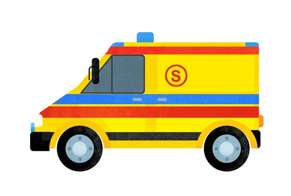 Cartoon-Szene mit Krankenwagen auf weißem Hintergrund - Illustration für Kinder — Stockfoto