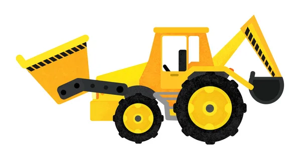 Cartoon funny excavator - on white background - illustration for children