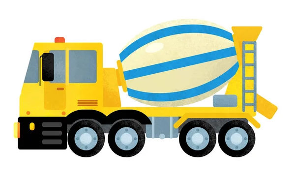 cartoon industry truck concrete mixer on white background illustration for children