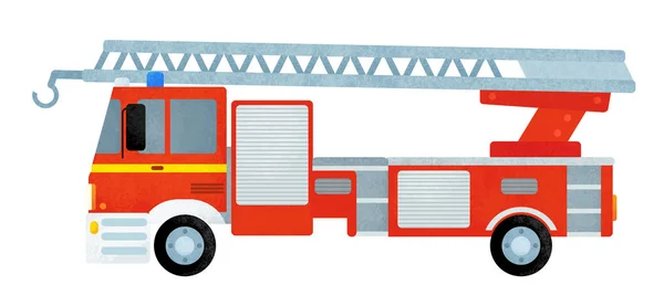 Cartoon scène met brandweerman truck auto op witte achtergrond-illustratie voor kinderen — Stockfoto