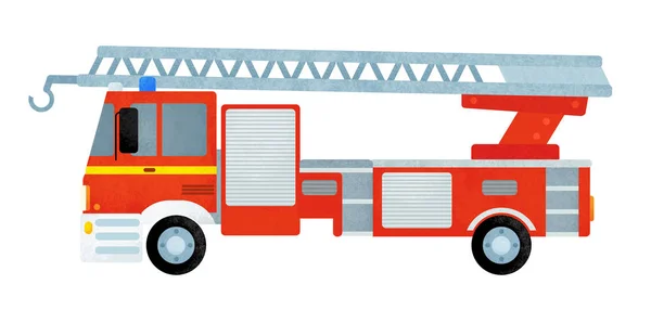 Cartoon scene with fireman truck car on white background - illustration for children — Stock Photo, Image