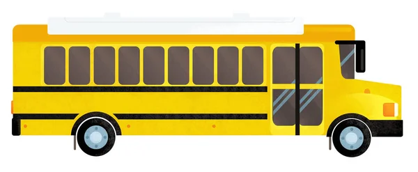 Divertente cercando cartone animato giallo scuolabus su sfondo bianco - illustrazione per bambini — Foto Stock