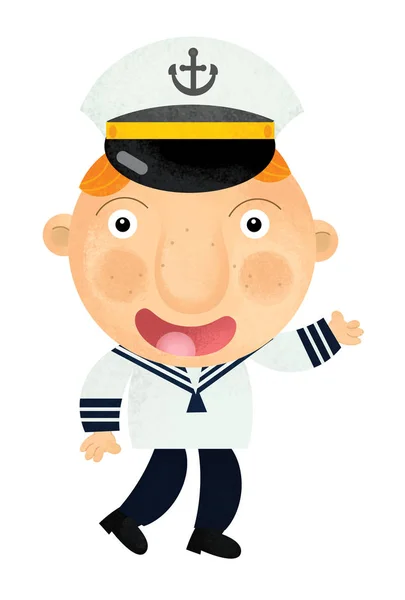 Cartoon pilot or captain going to work isolated on white background illustration for children — Stock Photo, Image